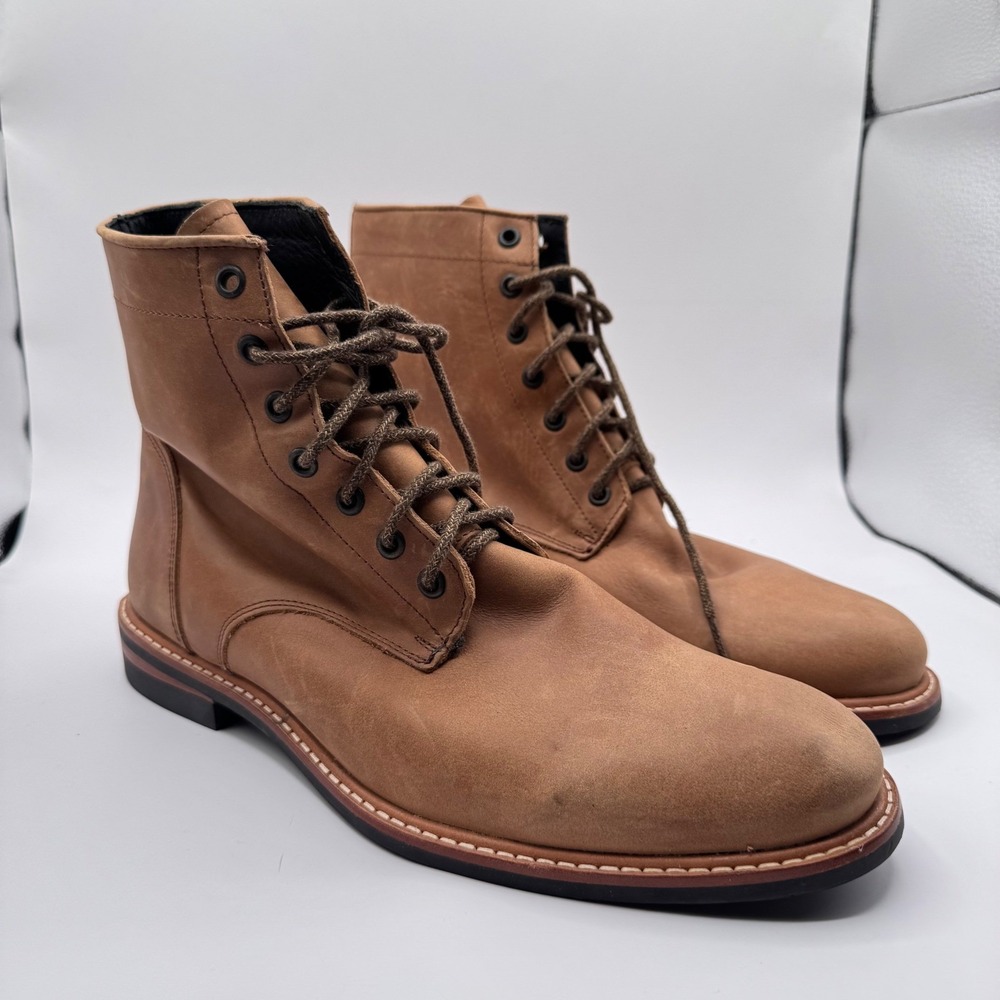 Nisolo All Weather Andres Men's 10 Tan Leather Lace Up Ankle Boots‎ Casual